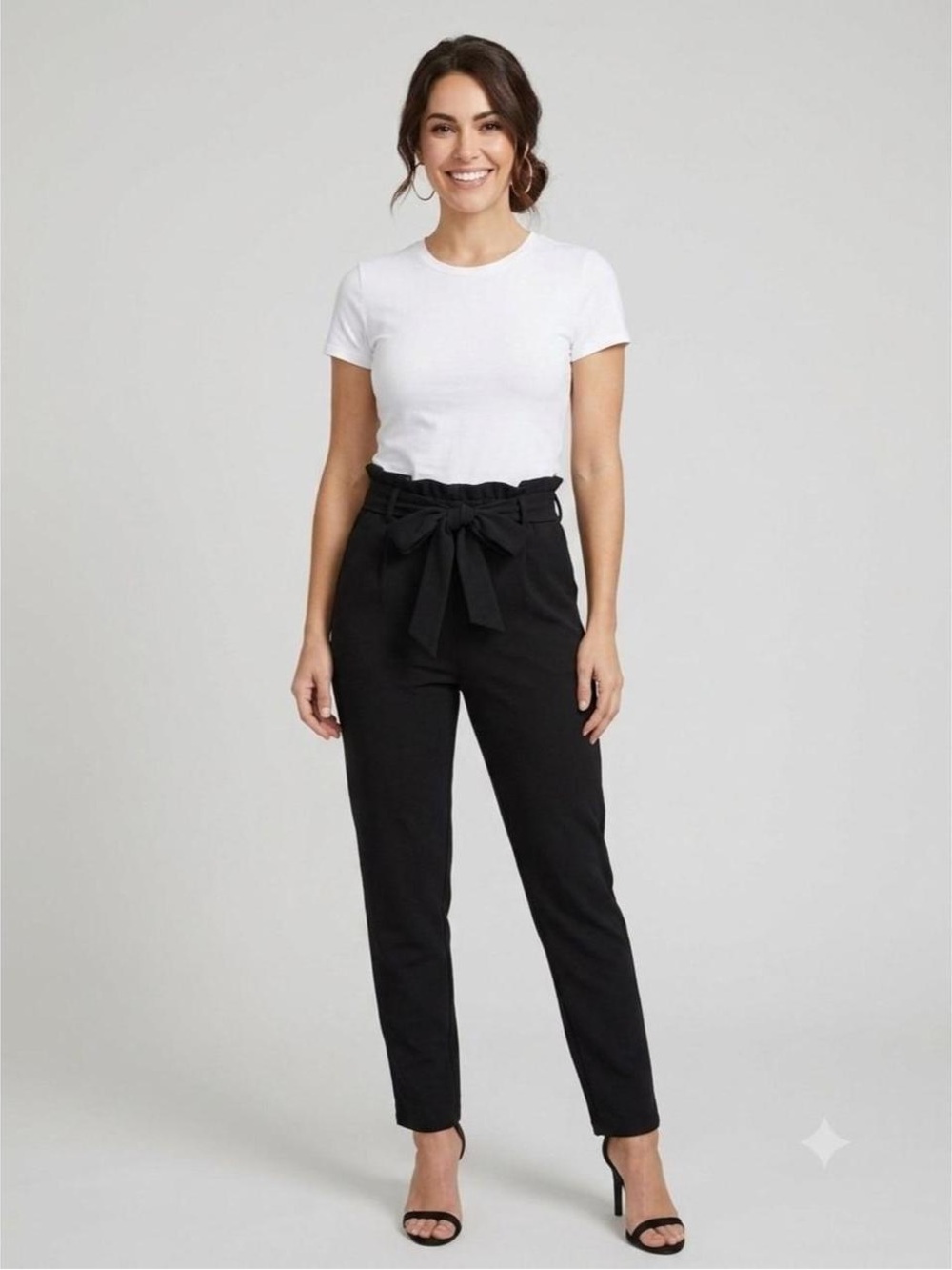 NWT Nordstrom High-Waist Paperbag Tie Pants - Black